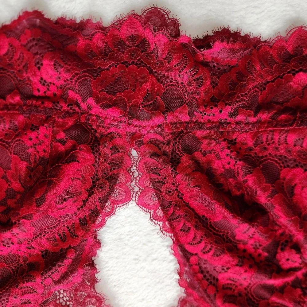 Victoria's Secret Lace Bralette Womens Large Red Floral Romantic Boho Bra - Picture 6 of 13